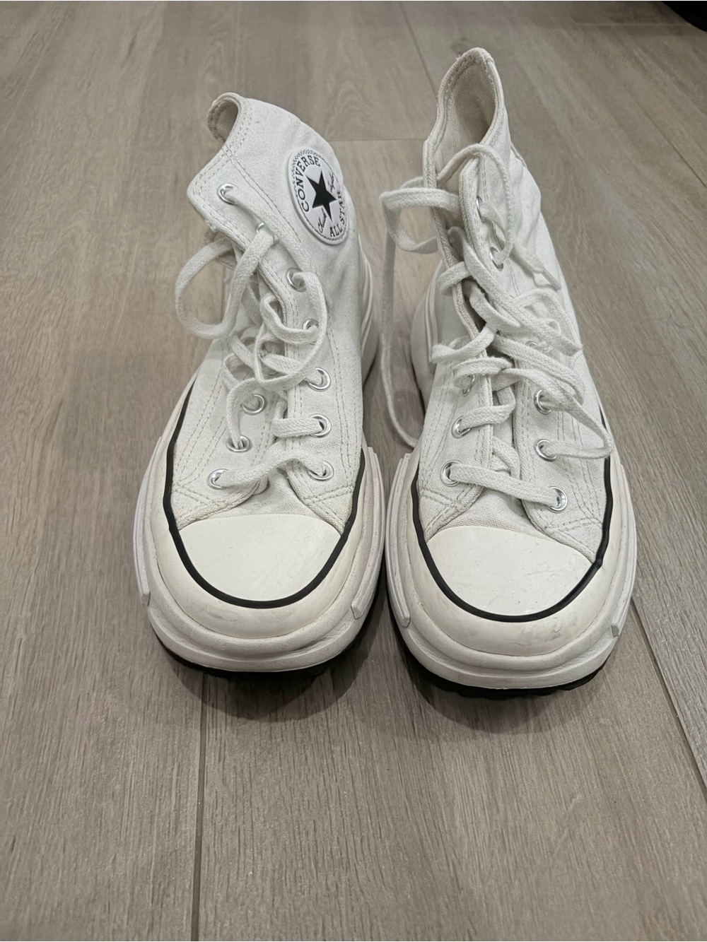 Converse White High-Top Womens Canvas sneakers with Black Trim